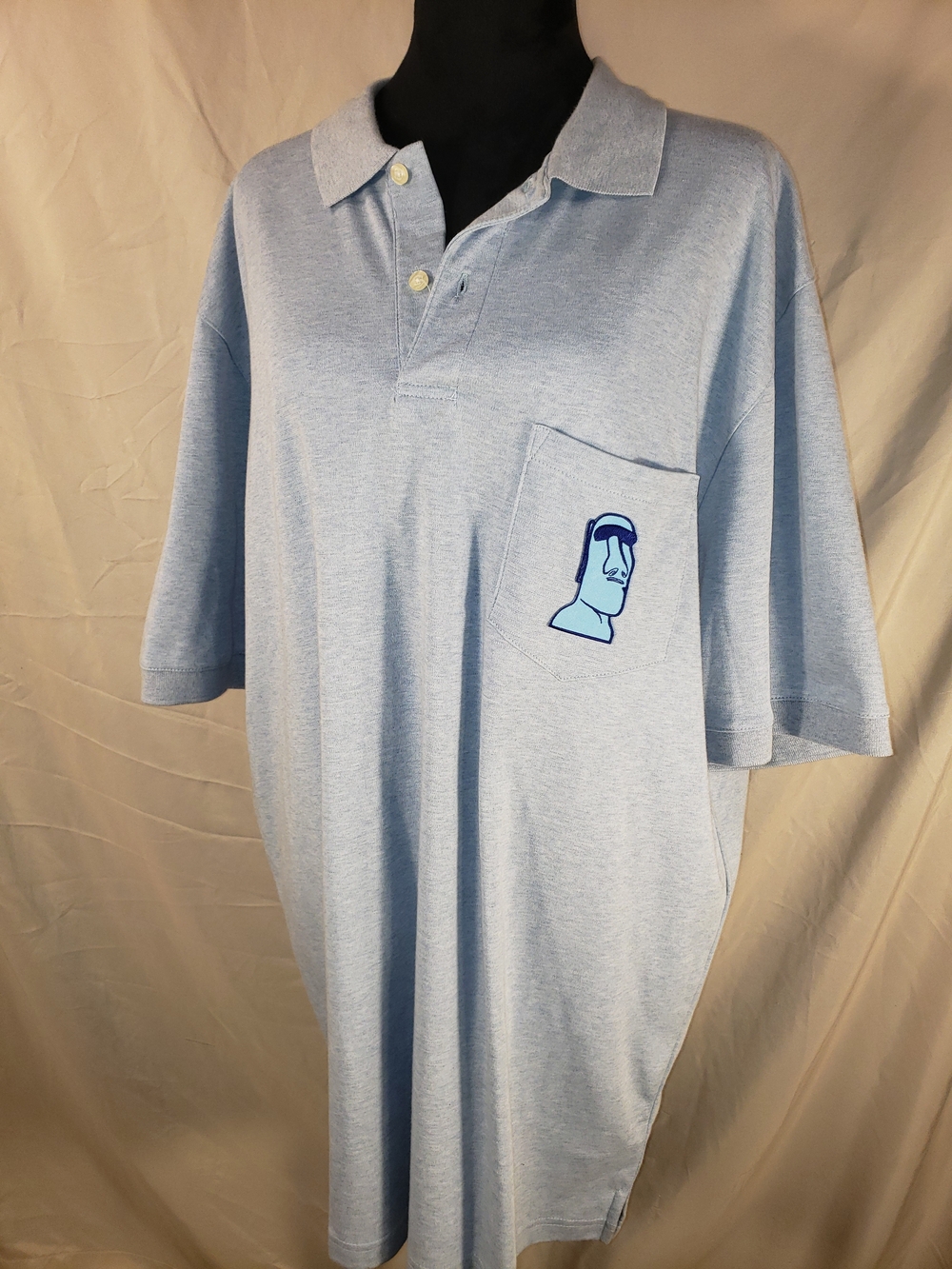 Covington Light Blueish Gray Men's Polo with Pocket Graphic - XLT